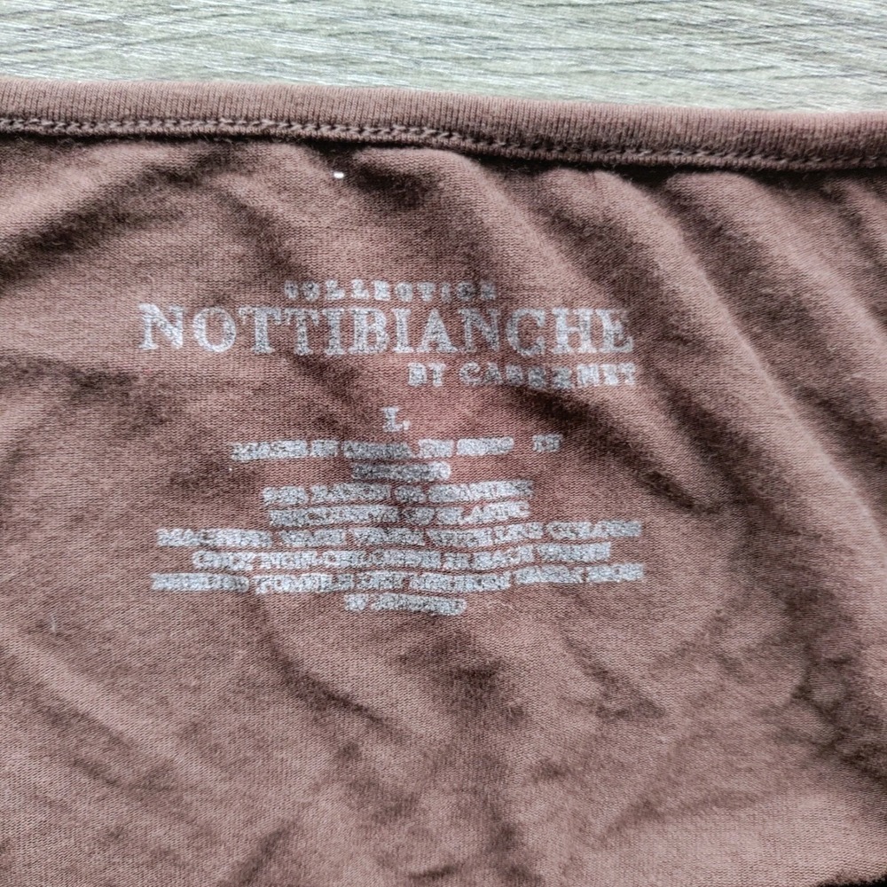 Nottibianche by Cabernet Brown Lettuce-Trim Top with Smocked Sunburst Detail L - Picture 3 of 6